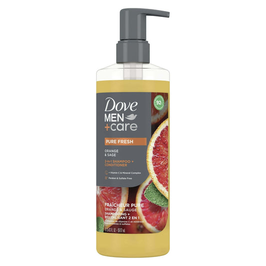 Dove Men+Care 2-in-1 Shampoo + Conditioner Pure Fresh Orange & Sage, 17.5 oz EasyOptionXY LLC