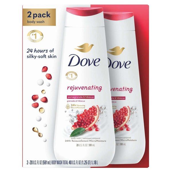 Dove Rejuvenating Gentle Women's Body Wash All Skin Type, Pomegranate & Hibiscus, 20 fl oz Twin Pack EasyOptionXY LLC