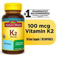 Nature Made Vitamin K2 100 mcg Softgels; Bone Support; 30 Count EasyOptionXY LLC
