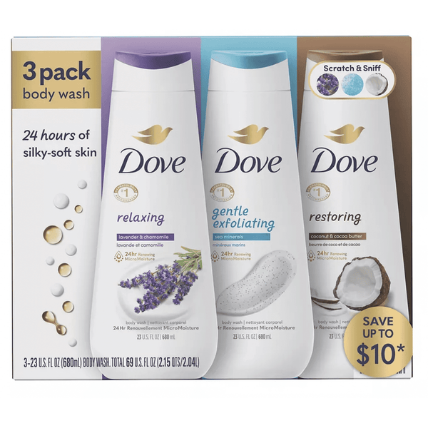 Dove Relax, Exfoliate & Restore Body Wash Variety Pack, 3 pk./23 oz. EasyOptionXY LLC