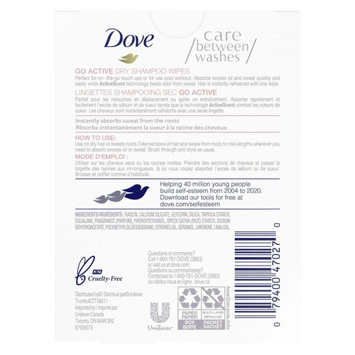 Dove Care Between Washes Dry Shampoo Sheets Go Active 5 Sheets EasyOptionXY LLC