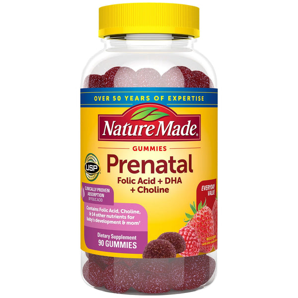 Nature Made Prenatal Gummies with DHA and Folic Acid; Prenatal Health; 90 Count EasyOptionXY LLC