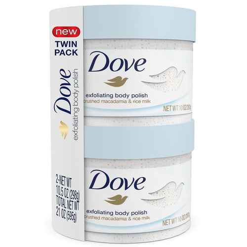 Dove Exfoliant Moderate Body Polish, Crushed Macadamia and Rice Milk, 10.5 oz (2 pack) (Bundle) EasyOptionXY LLC