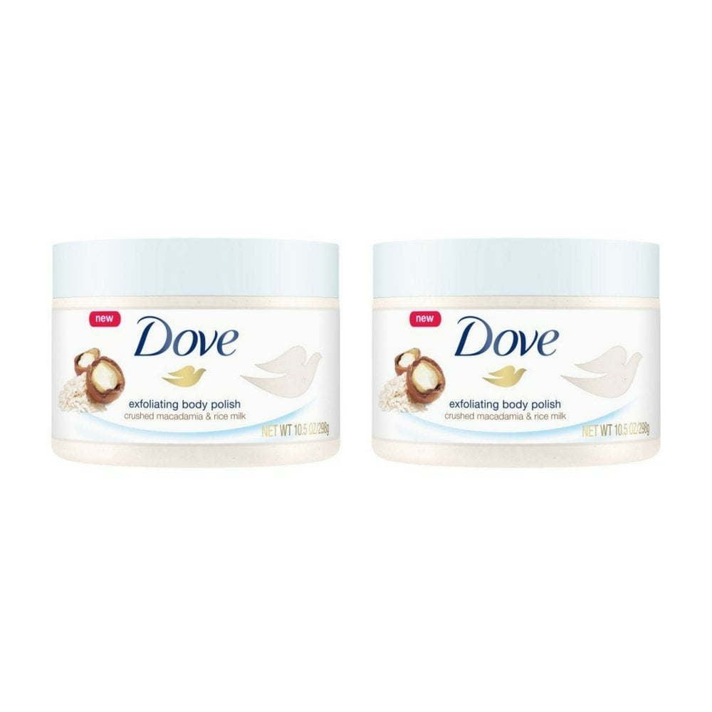 Dove Exfoliant Moderate Body Polish, Crushed Macadamia and Rice Milk, 10.5 oz (2 pack) (Bundle) EasyOptionXY LLC