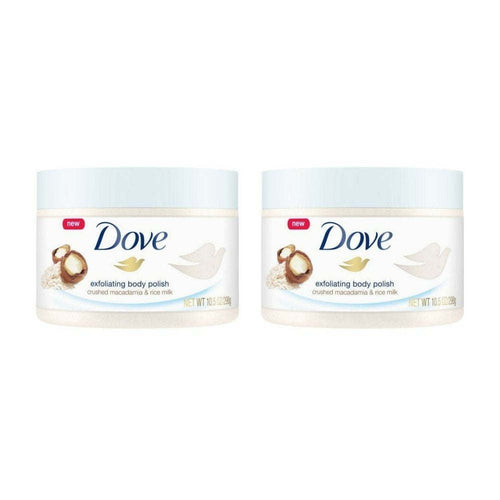 Dove Exfoliant Moderate Body Polish, Crushed Macadamia and Rice Milk, 10.5 oz (2 pack) (Bundle) EasyOptionXY LLC