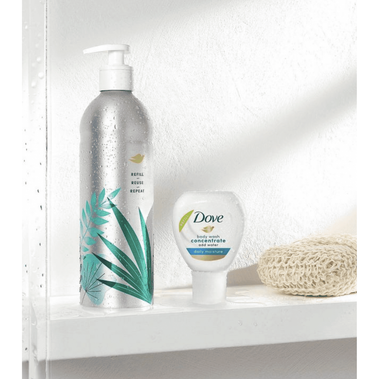 Dove Daily Moisture Body Wash Refill Concentrate & Reusable Aluminum Bottle - 4 fl oz/Makes 16 fl oz EasyOptionXY LLC