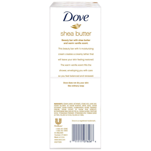 Dove Shea Butter Moisturizer Cream Bars, Shea Butter & Vanilla, 3.17 oz, 6 Ct EasyOptionXY LLC