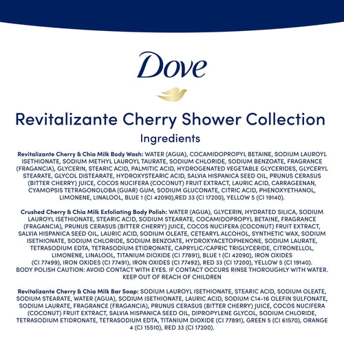 Dove Revitalizante Cherry Shower Collection Gift Set, Body Polish, Beauty Bar, Body Wash & Shower Pouf, 4 Count EasyOptionXY LLC
