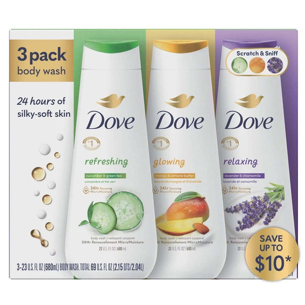 Dove Refresh, Glow & Relax Body Wash Collection, 23 Fluid Ounce (Pack of 3) EasyOptionXY LLC