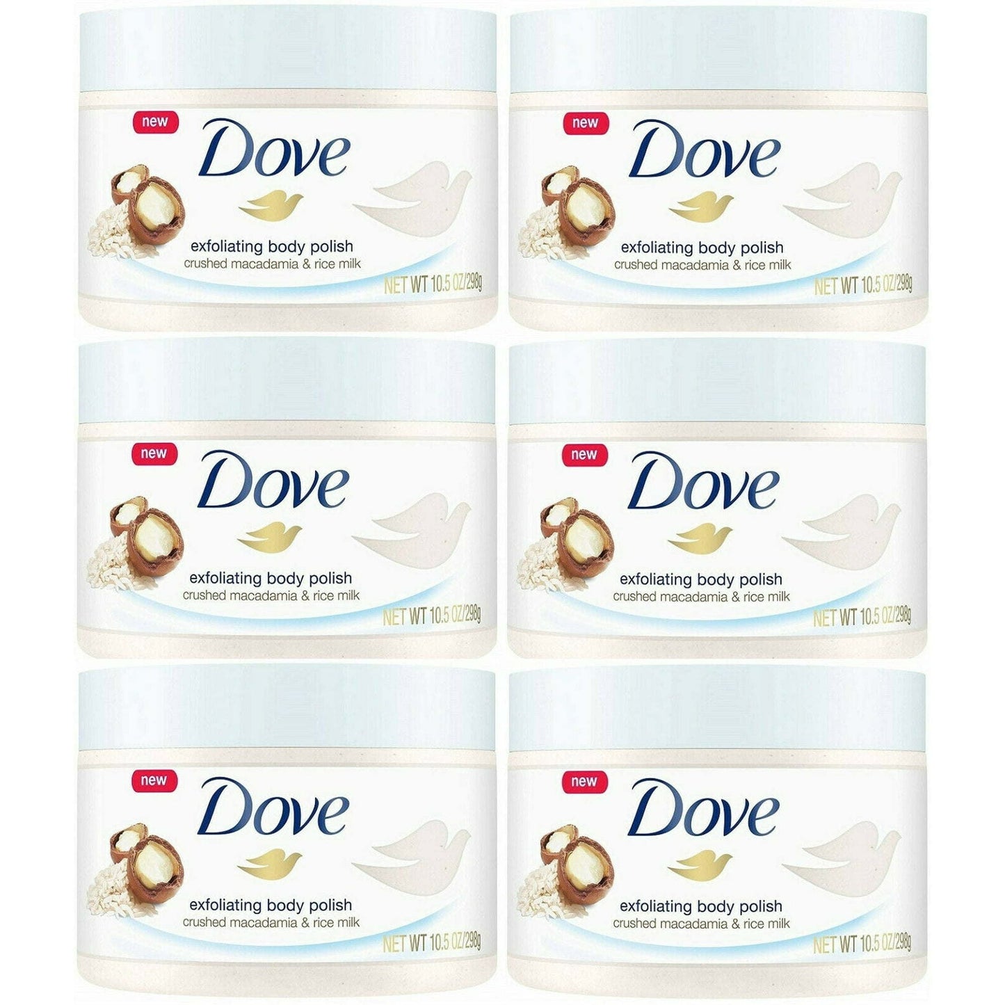 Dove Exfoliating Body Polish Crushed Macadamia & Rice Milk, 10.5 Ounce (Pack of 6) EasyOptionXY LLC