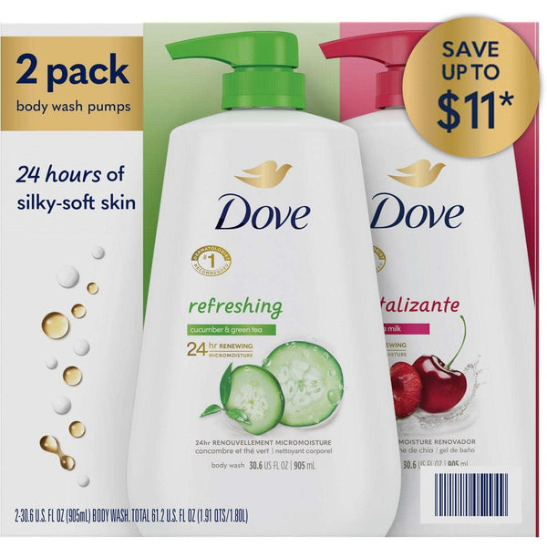 Dove Refreshing Body Wash, Cucumber Green Tea and Cherry Chia Milk, 30.6 oz., 2 pk EasyOptionXY LLC
