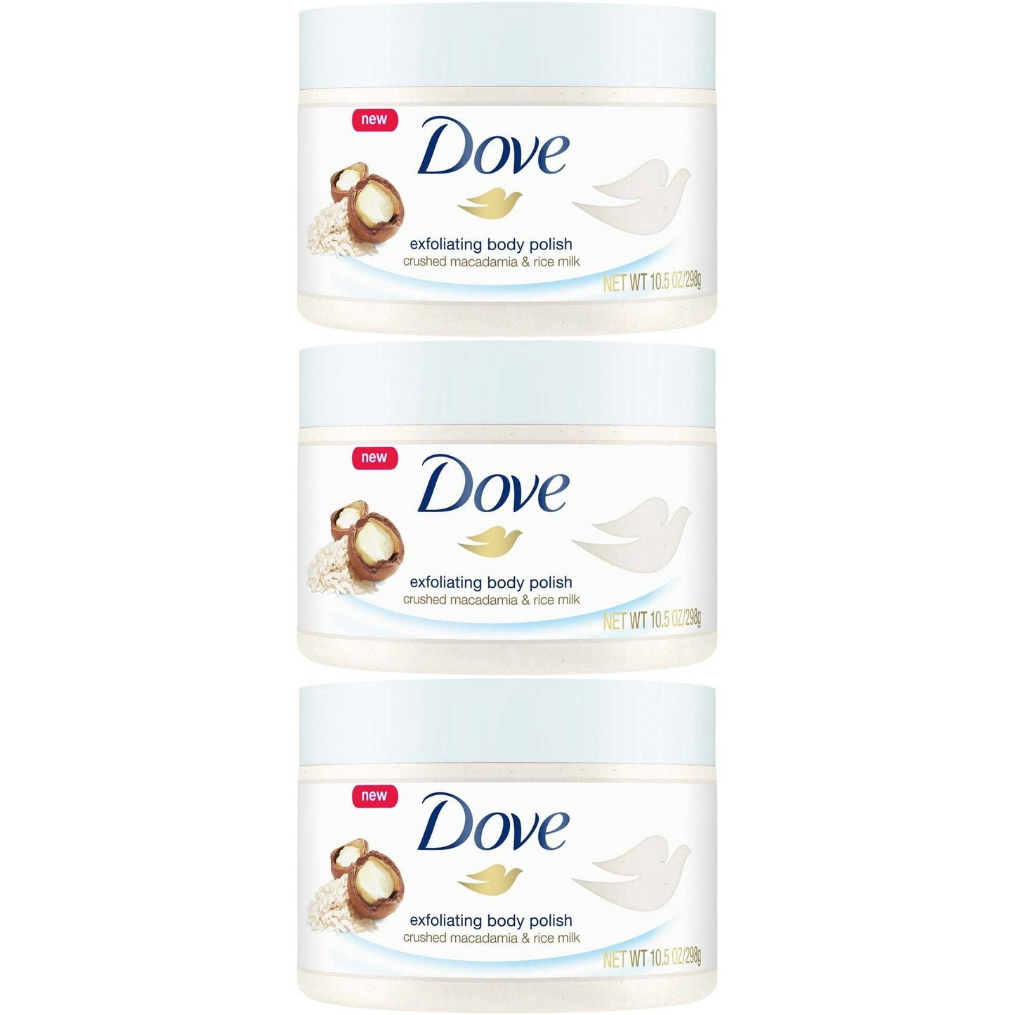 Dove Exfoliating Body Polish Crushed Macadamia & Rice Milk, 10.5 Ounce (Pack of 3) EasyOptionXY LLC