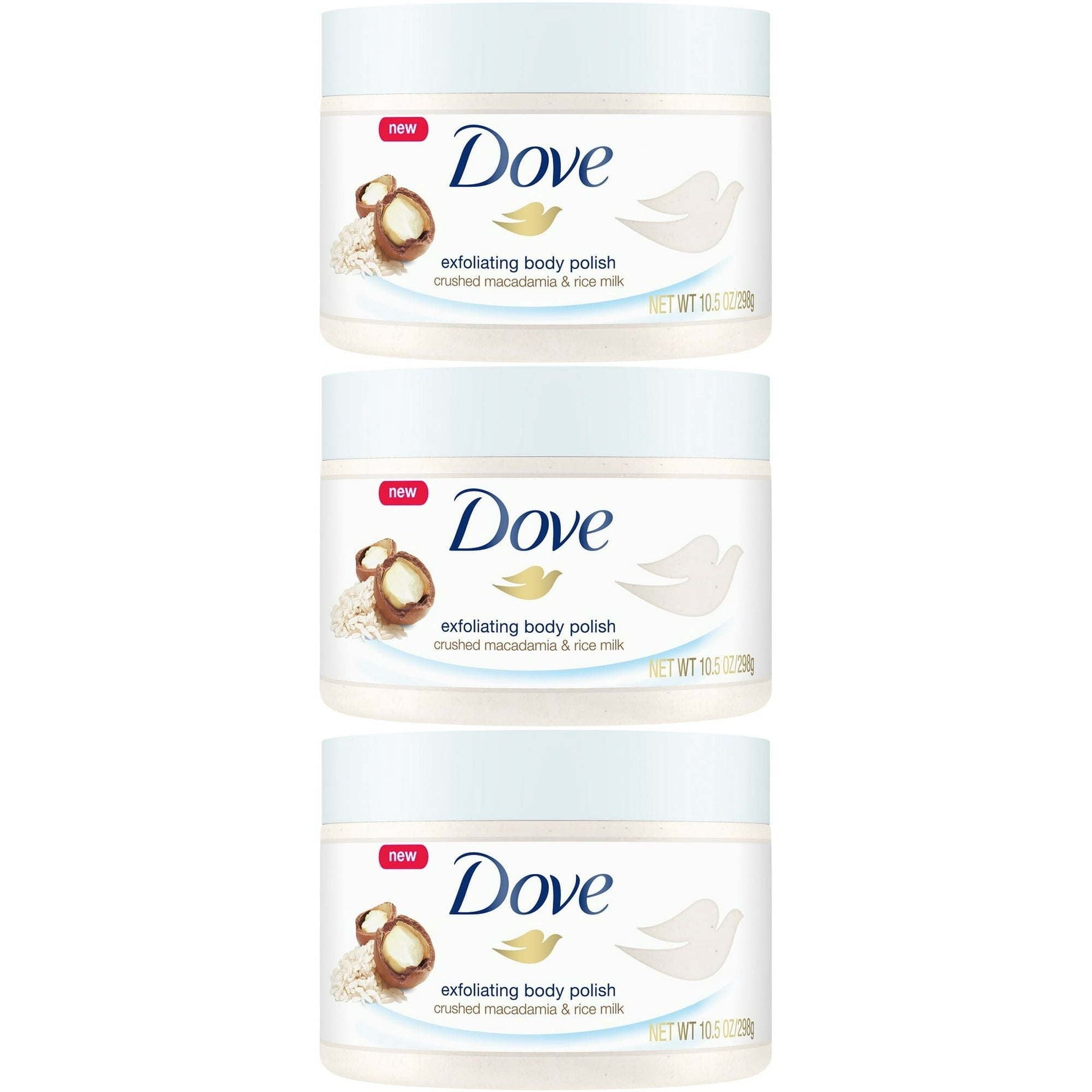 Dove Exfoliating Body Polish Crushed Macadamia & Rice Milk, 10.5 Ounce (Pack of 3) EasyOptionXY LLC