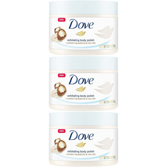Dove Exfoliating Body Polish Crushed Macadamia & Rice Milk, 10.5 Ounce (Pack of 3) EasyOptionXY LLC
