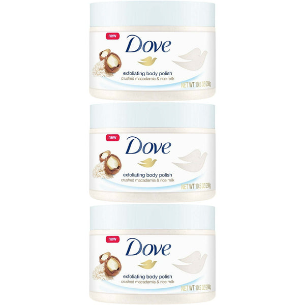 Dove Exfoliating Body Polish Crushed Macadamia & Rice Milk, 10.5 Ounce (Pack of 3) EasyOptionXY LLC