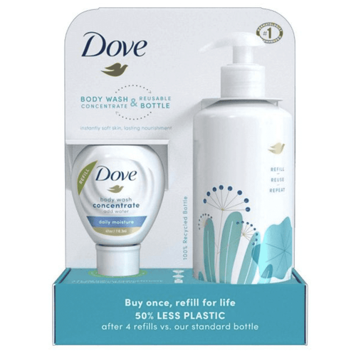 Dove Daily Moisture Body Wash Refill Concentrate & Reusable Bottle - 4 fl oz/Makes 16 fl oz EasyOptionXY LLC