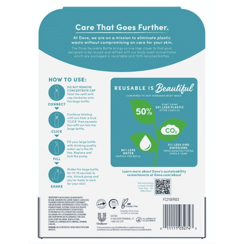 Dove Daily Moisture Body Wash Refill Concentrate & Reusable Bottle - 4 fl oz/Makes 16 fl oz EasyOptionXY LLC