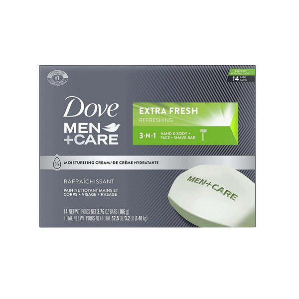 Dove Men+Care Body and Face Bar Soap, Extra Fresh (3.75 oz., 14 ct.) 1PK EasyOptionXY LLC