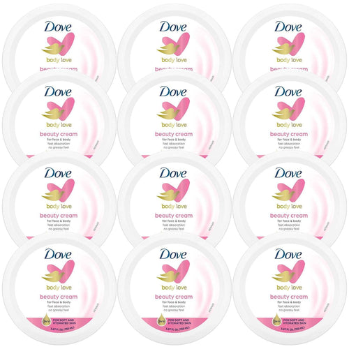 Dove Body Love Beauty Cream, Lightweight, Fast-Absorbing Face and Body Cream for Normal to Dry Skin, 24-Hour Moisture, Luxuriously Scented Face Cream, Hand & Body Lotion, 5.07 Fl Oz (Pack of 12) EasyOptionXY LLC
