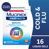 Mucinex Fast-Max Cold and Flu Medicine, Chest Congestion, Cough, Sore Throat, 16 Liquid Gels EasyOptionXY LLC