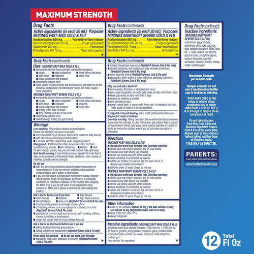 Mucinex Fast-Max Cold & Flu & Nightshift Severe Cold & Flu Medicine, OTC Cough Relief, 2x6 fl oz EasyOptionXY LLC