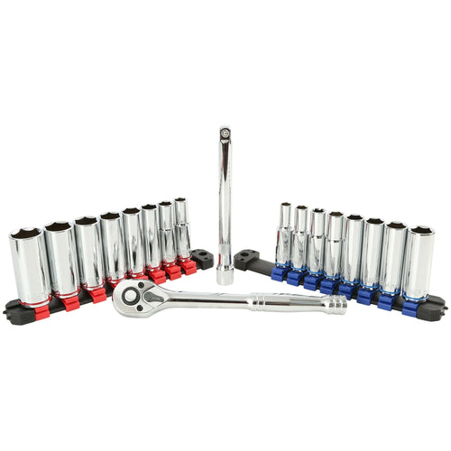 Hyper Tough 20-Piece 3/8-inch Drive Ratchet and Deep Socket Set, SAE and Metric Sockets EasyOptionXY LLC