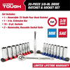 Hyper Tough 20-Piece 3/8-inch Drive Ratchet and Deep Socket Set, SAE and Metric Sockets EasyOptionXY LLC