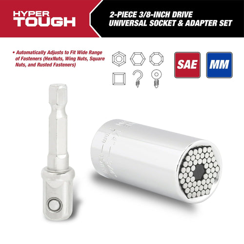 Hyper Tough Universal Socket with Power Drill Adaptor, Fits 1/4-3/4 inch, 42481 EasyOptionXY LLC