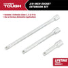Hyper Tough 3/8-inch Socket Extension Set, 3-Sizes, Model 5807 EasyOptionXY LLC
