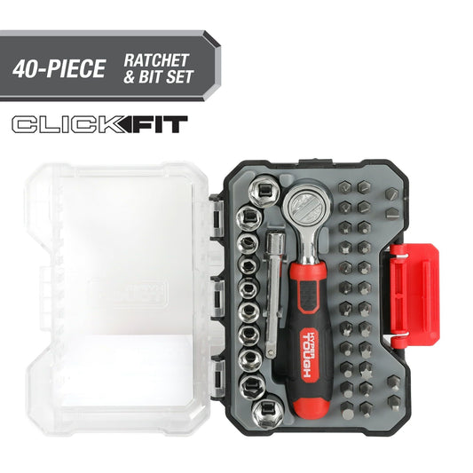 Hyper Tough 40-Piece Socket and Bit Set in Click Fit? Case, 42037CF EasyOptionXY LLC