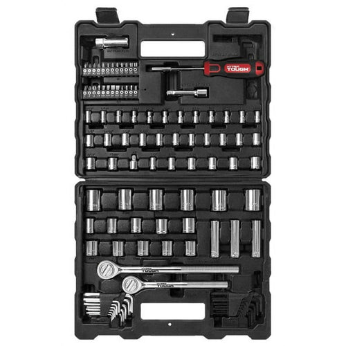 Hyper Tough 107 Piece 1/4, 3/8, 1/2 inch Drive Socket Set For Mechanic Use EasyOptionXY LLC