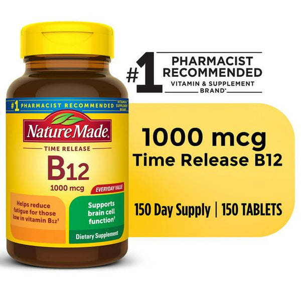 Nature Made Vitamin B12 1000 mcg Time Release Tablets; Dietary Supplement; 150 Count EasyOptionXY LLC
