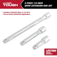 Hyper Tough 3-Piece 1/2-inch Drive Extension Bar Set, 3-Sizes, Model 5808 EasyOptionXY LLC