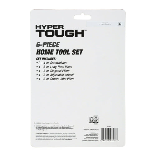 Hyper Tough 6 Piece Home Tool Set Including Assortment of Screwdrivers, Pliers and Wrenches UJ81959J, New Condition EasyOptionXY LLC