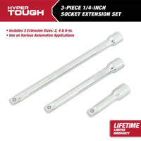 Hyper Tough 1/4-inch Drive Extension Bar Set, 3-Sizes, Model 5806 EasyOptionXY LLC