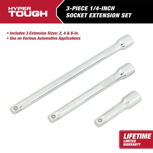 Hyper Tough 1/4-inch Drive Extension Bar Set, 3-Sizes, Model 5806 EasyOptionXY LLC