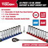 Hyper Tough 22-Piece 1/2-inch Drive Ratchet and Deep Socket SAE and Metric Set EasyOptionXY LLC