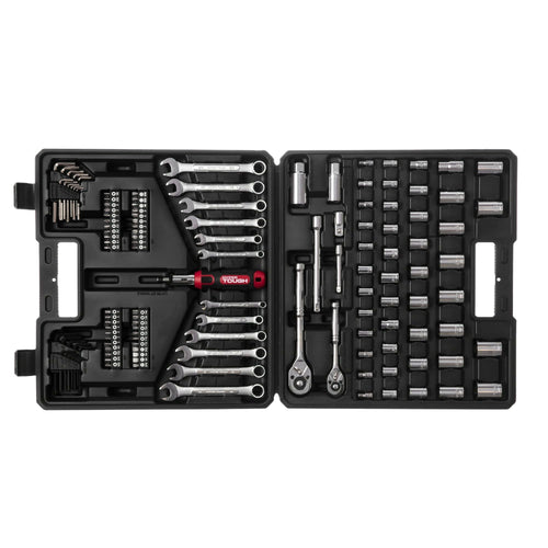 Hyper Tough 137 Piece 1/4 and 3/8 inch Drive Mechanic Socket Set-UJ5408TA EasyOptionXY LLC