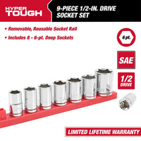 Hyper Tough 9-Piece, 1/2-Inch Drive Standard SAE Sockets, 5831 EasyOptionXY LLC