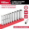 Hyper Tough 1/4-In Drive Deep Standard SAE Sockets, 11-Piece EasyOptionXY LLC