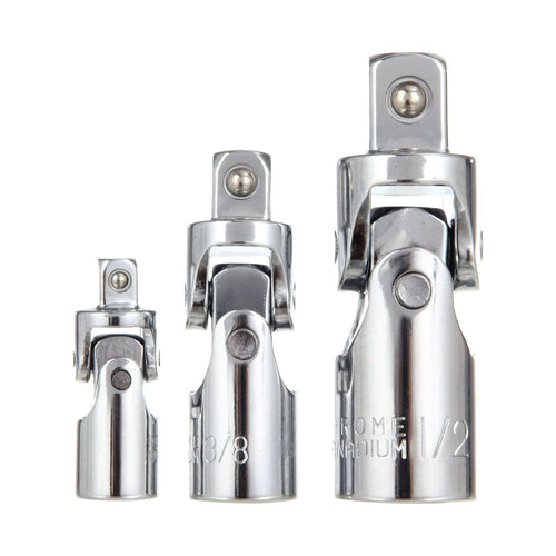 Hyper Tough 3-Piece 1/4, 3/8, 1/2 inch Universal Joint Set for Sockets UC82051A EasyOptionXY LLC