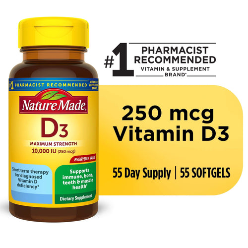 Nature Made Vitamin D3 10000 IU Maximum Strength Softgels; 55 Count EasyOptionXY LLC
