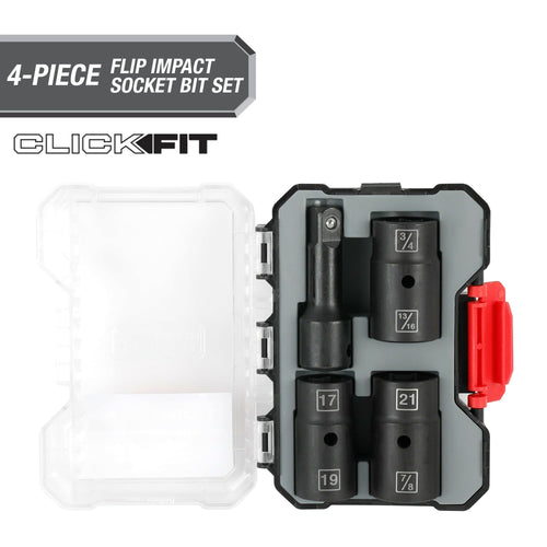 Hyper Tough 4-Piece Flip, Click Fit Mechanic Impact Socket and Ratchet Impact Set, 43023 EasyOptionXY LLC