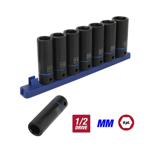 Hyper Tough 9-Piece, 1/2-inch mm, Deep Drive Impact Socket Set for Automotive and DIY projects, 41046 EasyOptionXY LLC