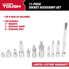 Hyper Tough Complete Socket Accessory Set for 1/4-inch, 3/8-inch, 1/2-inch Drives, 11-Piece EasyOptionXY LLC