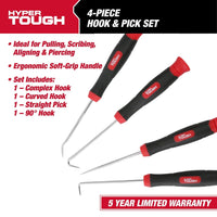 Hyper Tough 4-Piece Set. Curved Hook, Complex Hook, 90 Degree Hook, 9909V EasyOptionXY LLC