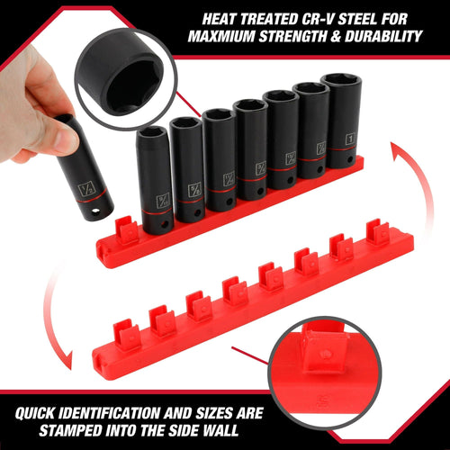 Hyper Tough 9-Piece 1/2-Inch Deep Drive Impact Socket Set SAE, 41045 EasyOptionXY LLC