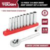 Hyper Tough 12-Piece 1/4-inch Drive Ratchet and Deep Socket Set, SAE, Model 30130 EasyOptionXY LLC