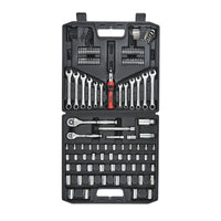 Hyper Tough 137 PC Tool Set including Metric & SAE Sizes of Hex Keys, Wrenches, Ratchet Bit Driver, Ratchet Extension Bar, Sockets and more UJ5407TA EasyOptionXY LLC