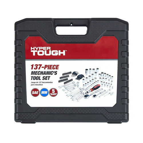 Hyper Tough 137 PC Tool Set including Metric & SAE Sizes of Hex Keys, Wrenches, Ratchet Bit Driver, Ratchet Extension Bar, Sockets and more UJ5407TA EasyOptionXY LLC